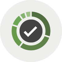 circular progress bar at one hundred percent icon