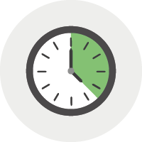 clock with section highlighted green icon