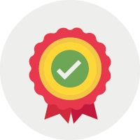 rosette award with tick inside icon